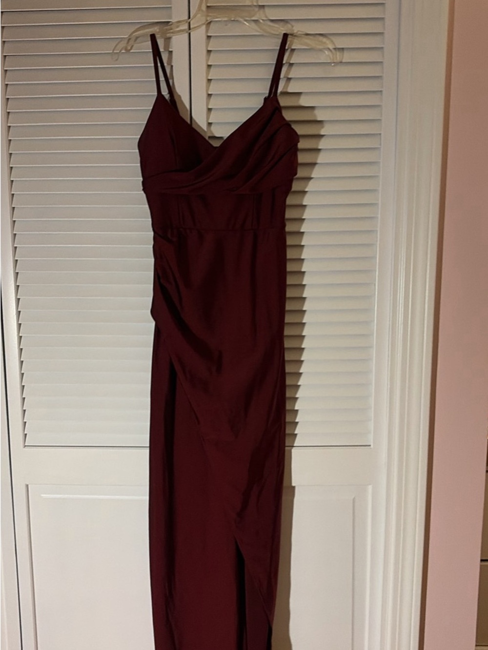 Spaghetti Strap Burgundy Evening Dress